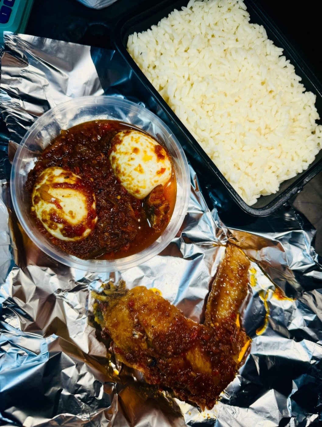 White Rice, Fish Sauce, Egg and Peppered Turkey